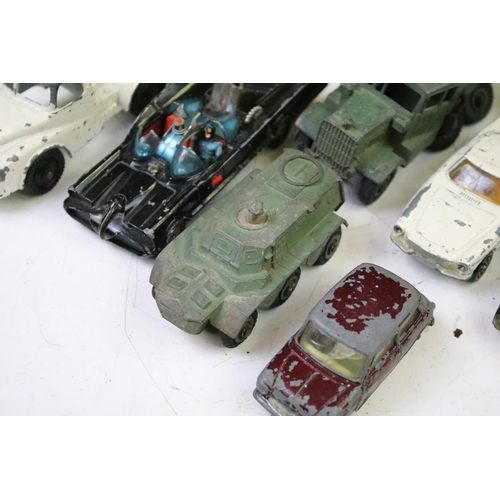 1268 - Collection of around 25 mid 20th C play worn diecast models to include Dinky, Corgi, Lone Star & Mat... 