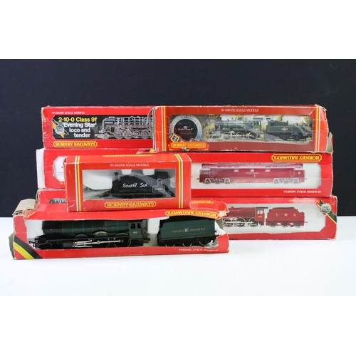 119 - Eight boxed Hornby OO gauge locomotives to include LMS Class 5 4-6-0, BR Class A4 4-6-2 Mallard, R78... 