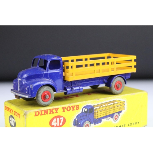 1361 - Six boxed Dinky diecast commercial models to include 417 Leyland Comet Lorry with blue cab and yello... 