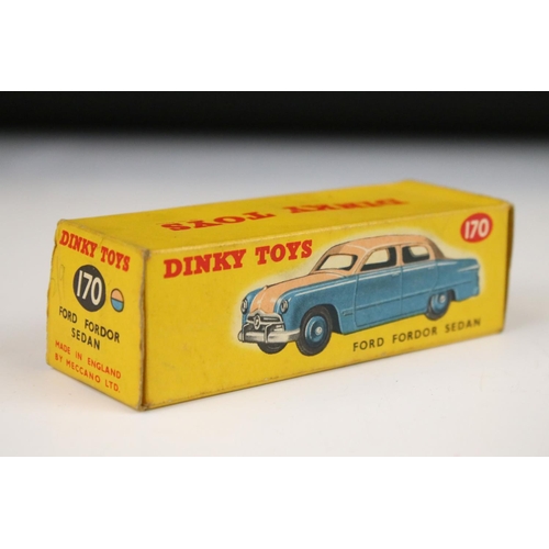 1363 - Three boxed Dinky diecast models to include 170 Ford Fordor Sedan in two tone pink & blue, 173 Nash ... 