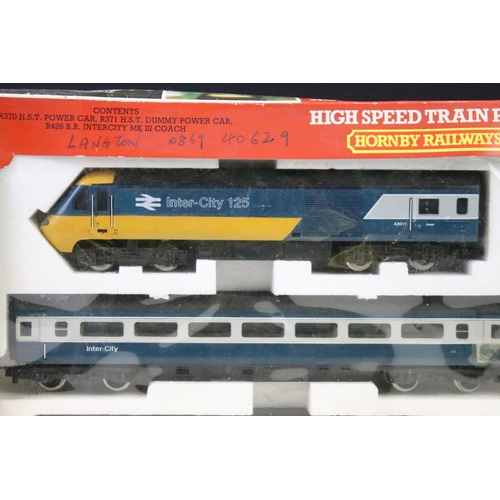 121 - Boxed Hornby OO gauge R332 High Speed Train Pack, a boxed Hornby Super Detail BR 4-6-2 Clan Line Mer... 