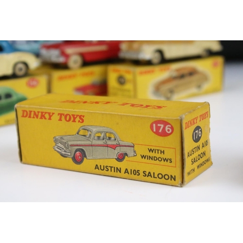 1364 - Five boxed Dinky diecast models to include 174 Hudson Hornet Sedan in red with cream, 156 Rover 75 S... 