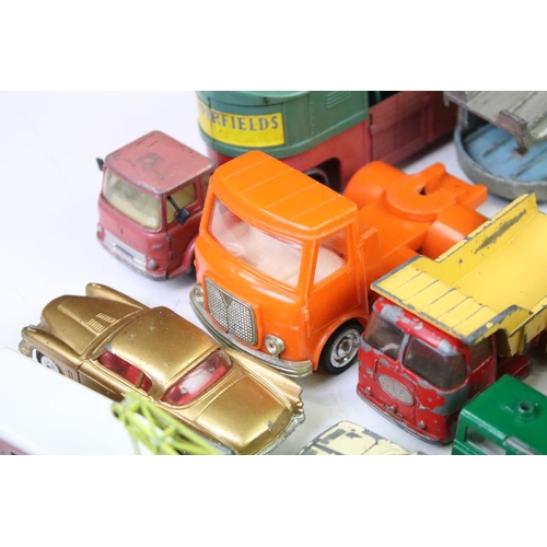 1274 - Around 35 mid 20th C play worn diecast models to include Dinky, Corgi and Matchbox, featuring Corgi ... 