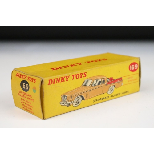 1365 - Three boxed Dinky diecast models to include 182 Porsche 356A Coupe in pale blue, 165 Humber Hawk in ... 