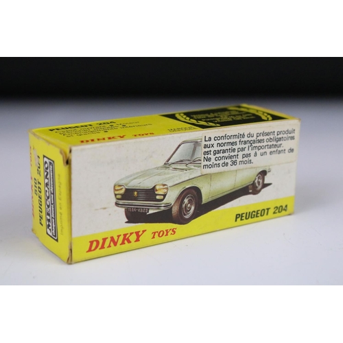 1366 - Two boxed French Dinky diecast models to include 510 Peugeot 204 in white with red interior (vg with... 