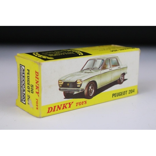 1366 - Two boxed French Dinky diecast models to include 510 Peugeot 204 in white with red interior (vg with... 