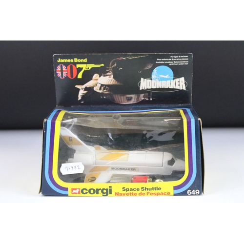 1370 - Boxed Corgi 649 James Bond 007 Moonraker Space Shuttle diecast model with separate satellite diecast... 