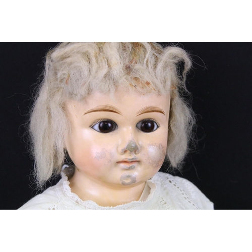 341 - Two early 20th C bisque headed dolls with glass sleeping eyes, open mouths, painted facial features ... 