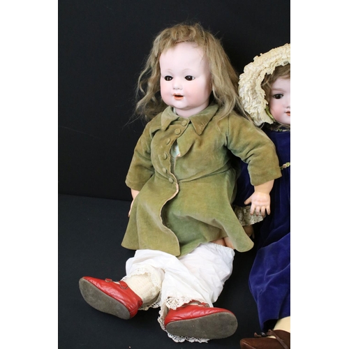 342 - Three early 20th C Armand Marseille bisque headed dolls with glass sleeping eyes, open mouths, paint... 