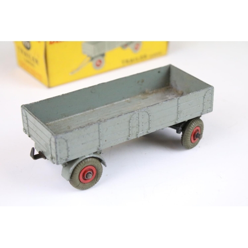 1371 - Four boxed Dinky 428 Trailer (large) diecast models all in grey with red hubs, showing play wear, bo... 