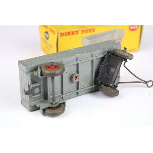 1371 - Four boxed Dinky 428 Trailer (large) diecast models all in grey with red hubs, showing play wear, bo... 