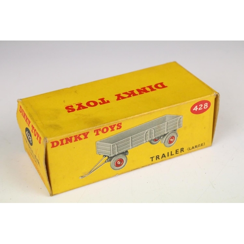 1371 - Four boxed Dinky 428 Trailer (large) diecast models all in grey with red hubs, showing play wear, bo... 