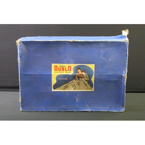 127 - Boxed Hornby Dublo train set missing locomotive, contents include track, tender, 2 x coaches, switch... 