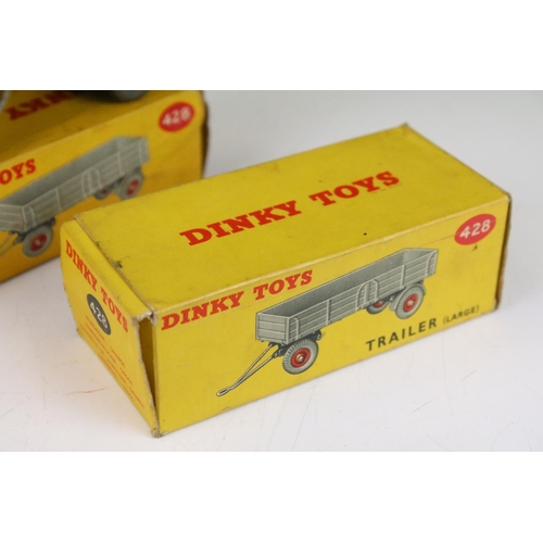 1371 - Four boxed Dinky 428 Trailer (large) diecast models all in grey with red hubs, showing play wear, bo... 