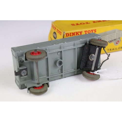 1371 - Four boxed Dinky 428 Trailer (large) diecast models all in grey with red hubs, showing play wear, bo... 