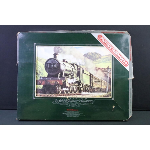 130 - Boxed Hornby OO gauge Silver Jubilee Pullman passenger train set, all appearing complete with locomo... 