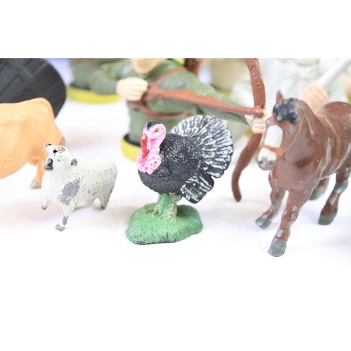 302A - Collection of plastic & metal figures to include Britains mid 20th C metal zoo / farm animals, Brita... 