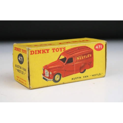 1377 - Three boxed Dinky diecast models to include 471 Austin Van Nestles, 481 Bedford 10 CWT Van Ovaltine ... 