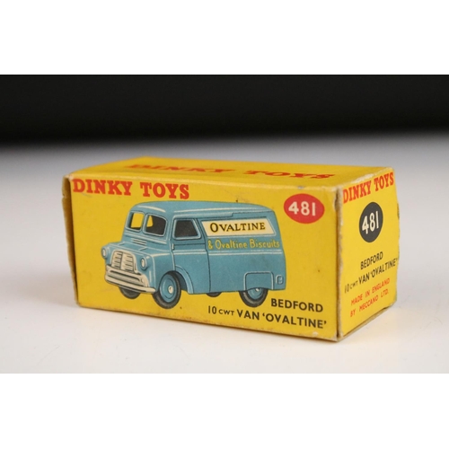 1377 - Three boxed Dinky diecast models to include 471 Austin Van Nestles, 481 Bedford 10 CWT Van Ovaltine ... 