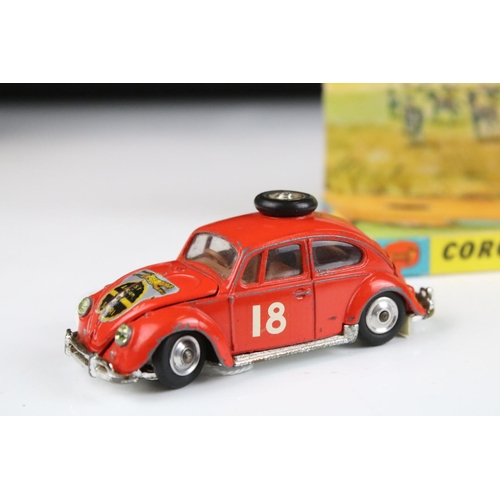 1378 - Boxed Corgi 256 Volkswagen 1200 in East African Safari trim diecast model, with rhino figure, showin... 