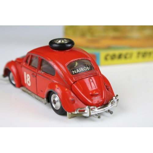 1378 - Boxed Corgi 256 Volkswagen 1200 in East African Safari trim diecast model, with rhino figure, showin... 