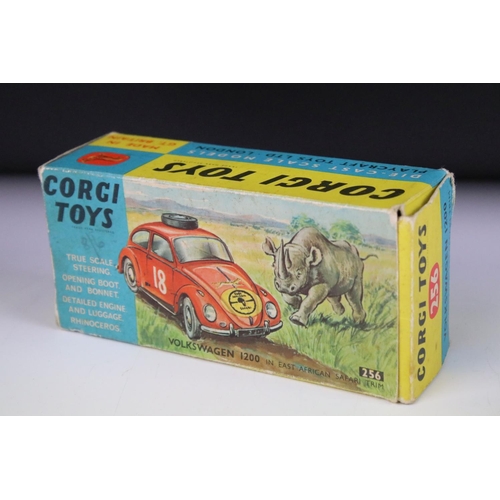 1378 - Boxed Corgi 256 Volkswagen 1200 in East African Safari trim diecast model, with rhino figure, showin... 