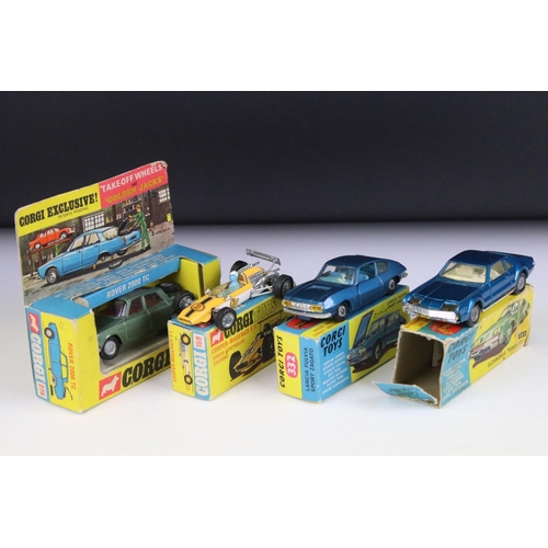 1380 - Four boxed Corgi diecast models to include 275 Rover 2000 TC in metallic green (diecast gd, box fair... 