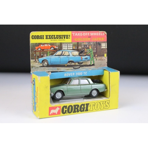 1380 - Four boxed Corgi diecast models to include 275 Rover 2000 TC in metallic green (diecast gd, box fair... 