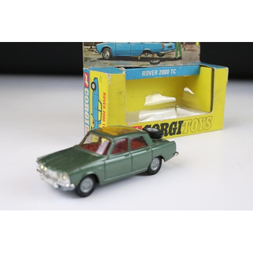 1380 - Four boxed Corgi diecast models to include 275 Rover 2000 TC in metallic green (diecast gd, box fair... 