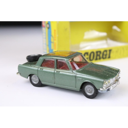 1380 - Four boxed Corgi diecast models to include 275 Rover 2000 TC in metallic green (diecast gd, box fair... 