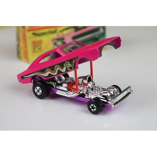 1382 - Six boxed Matchbox Superfast diecast models to include 70 Dragster in pink (decals ex, minimal paint... 