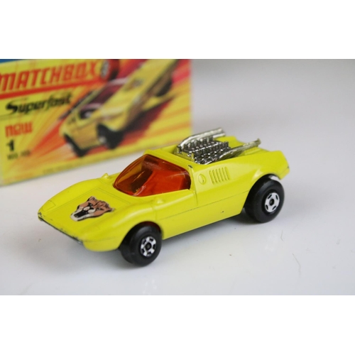 1382 - Six boxed Matchbox Superfast diecast models to include 70 Dragster in pink (decals ex, minimal paint... 