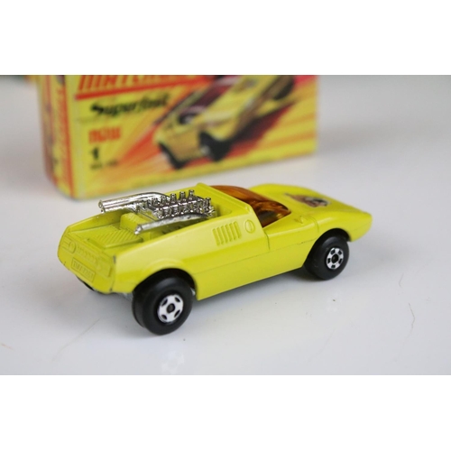 1382 - Six boxed Matchbox Superfast diecast models to include 70 Dragster in pink (decals ex, minimal paint... 