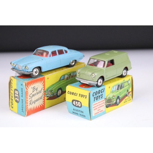 1384 - Two boxed Corgi diecast models to include 450 Austin Mini Van in green (paint chips but gd overall, ... 