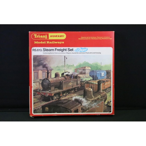 98 - Nine boxed Triang / Hornby OO gauge items to include RES613 Steam Freight Set, RS52 The Blue Pullman... 