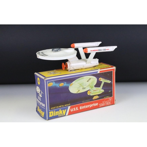 1386 - Boxed Dinky 358 Star Trek USS Enterprise diecast model with 4 x yellow disc missiles and 1 x orange ... 