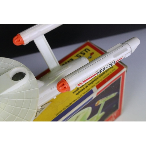 1386 - Boxed Dinky 358 Star Trek USS Enterprise diecast model with 4 x yellow disc missiles and 1 x orange ... 