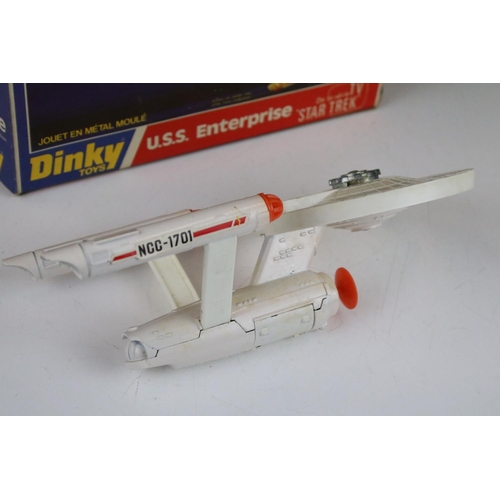 1386 - Boxed Dinky 358 Star Trek USS Enterprise diecast model with 4 x yellow disc missiles and 1 x orange ... 