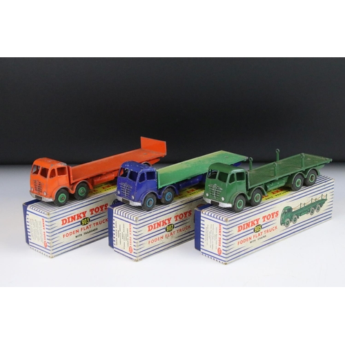 1388 - Three boxed Dinky Supertoys diecast models to include 902 Foden Flat Truck in blue cab & chassis wit... 