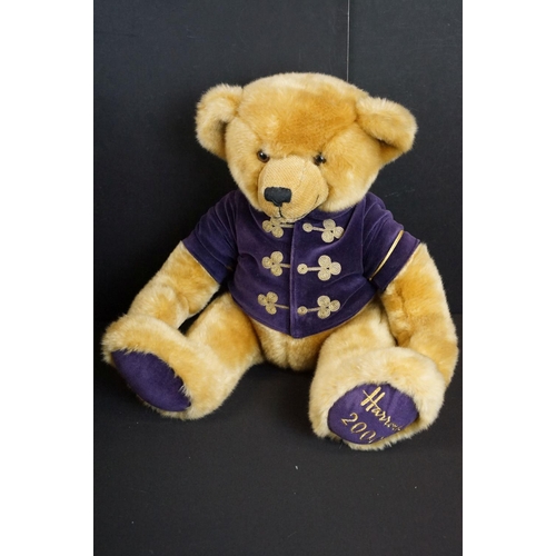 372 - Collection of eight Harrods teddy bears / soft toys to include Christmas Bear 2001, 20th Anniversary... 