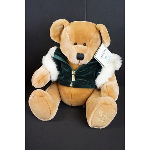 372 - Collection of eight Harrods teddy bears / soft toys to include Christmas Bear 2001, 20th Anniversary... 