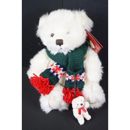 372 - Collection of eight Harrods teddy bears / soft toys to include Christmas Bear 2001, 20th Anniversary... 