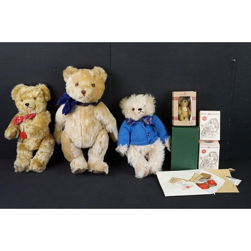 377 - Collection of four Hermann teddy bears to include Trad Bear with COA 1623/3000, Snowy in Blue Cardig... 