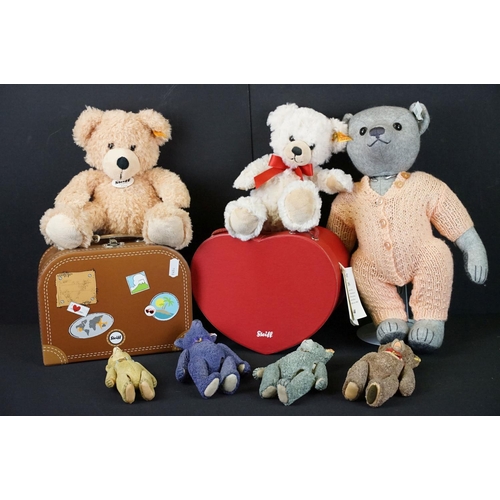 380 - Seven Steiff teddy bears to include 035418 Filzteddybar (ltd edn of 2000, white label to ear), 11147... 