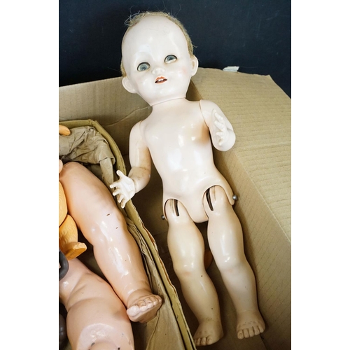 393 - Group of dolls to include an early 20th C Porzellanfabrik-Burggrub bisque headed doll (stamped 169 4... 