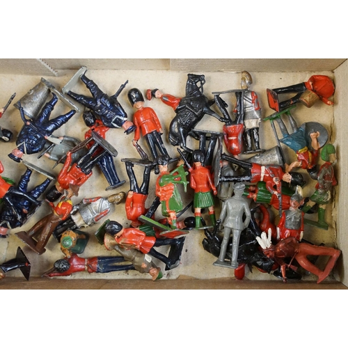 333 - Large collection of play worn plastic & metal figures, mostly soldier figures, to include Britains, ... 