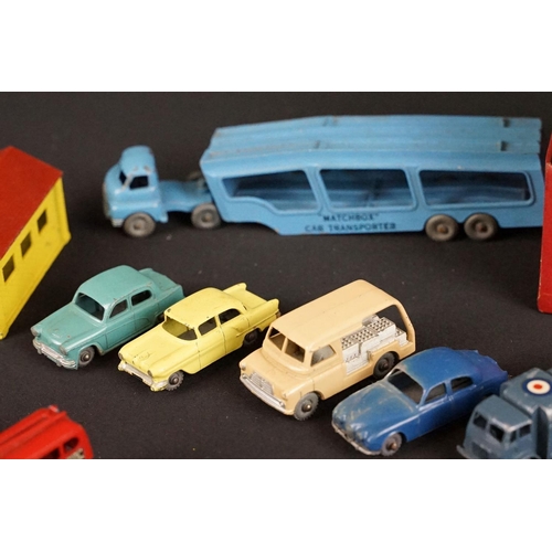 1320 - Around 28 play worn Matchbox Lesney 75 Series diecast models to include 42 Evening News Van, Car Tra... 