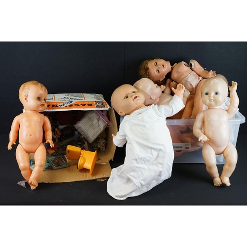 384 - Collection of various plastic dolls and accessories to include Baby One Doll, wind up mechanism exam... 