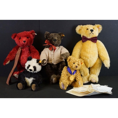 390 - Steiff - Collection of five Steiff teddy bears to include 660740 Queen Elizabeth II Golden Jubilee (... 