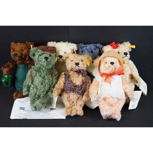 391 - Steiff - Collection of seven Steiff Danbury Mint teddy bears to include 654596 Monday's Bear Fair Of... 